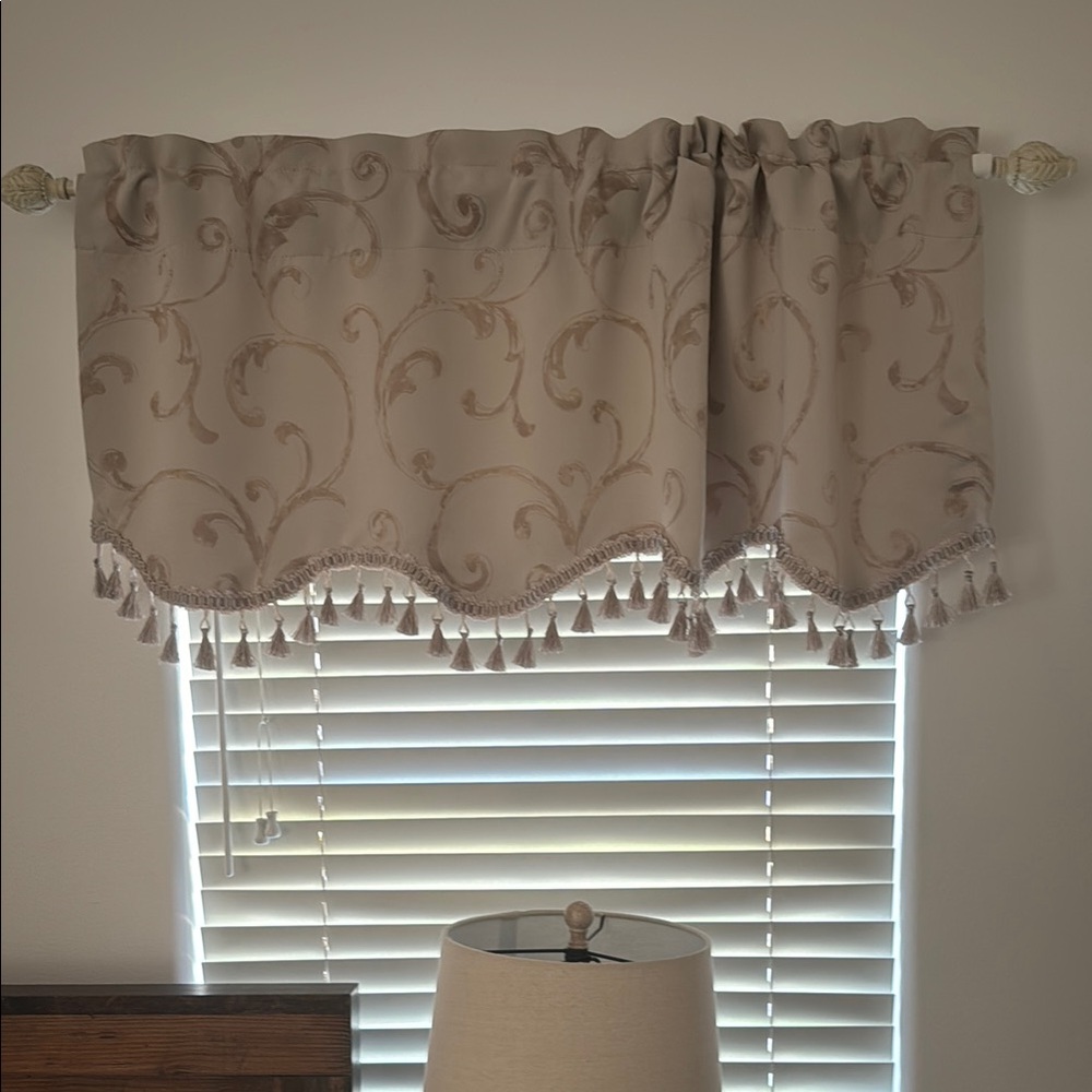 Elegant Tan Valance with Tassels